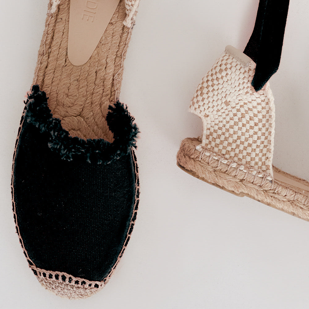 Flat Jeri Espadrille Black-Espadrille - Tramadie International